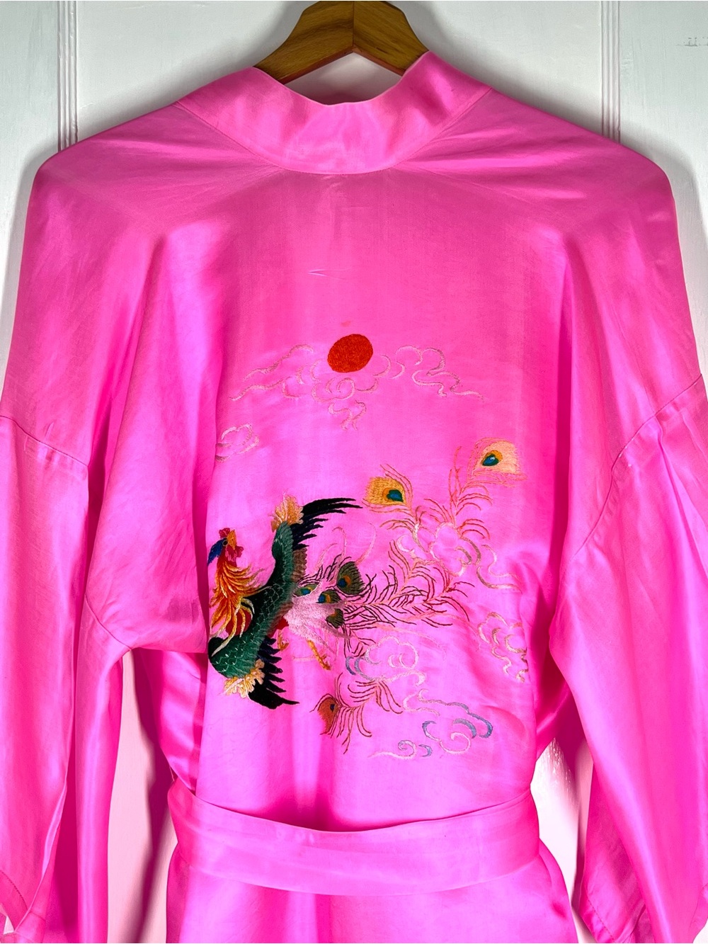 Vintage Silk Hand Embroidered Chinese Kimono Robe Housecoat